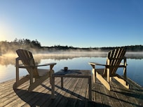 Sunrise on the dock overlooking the lake