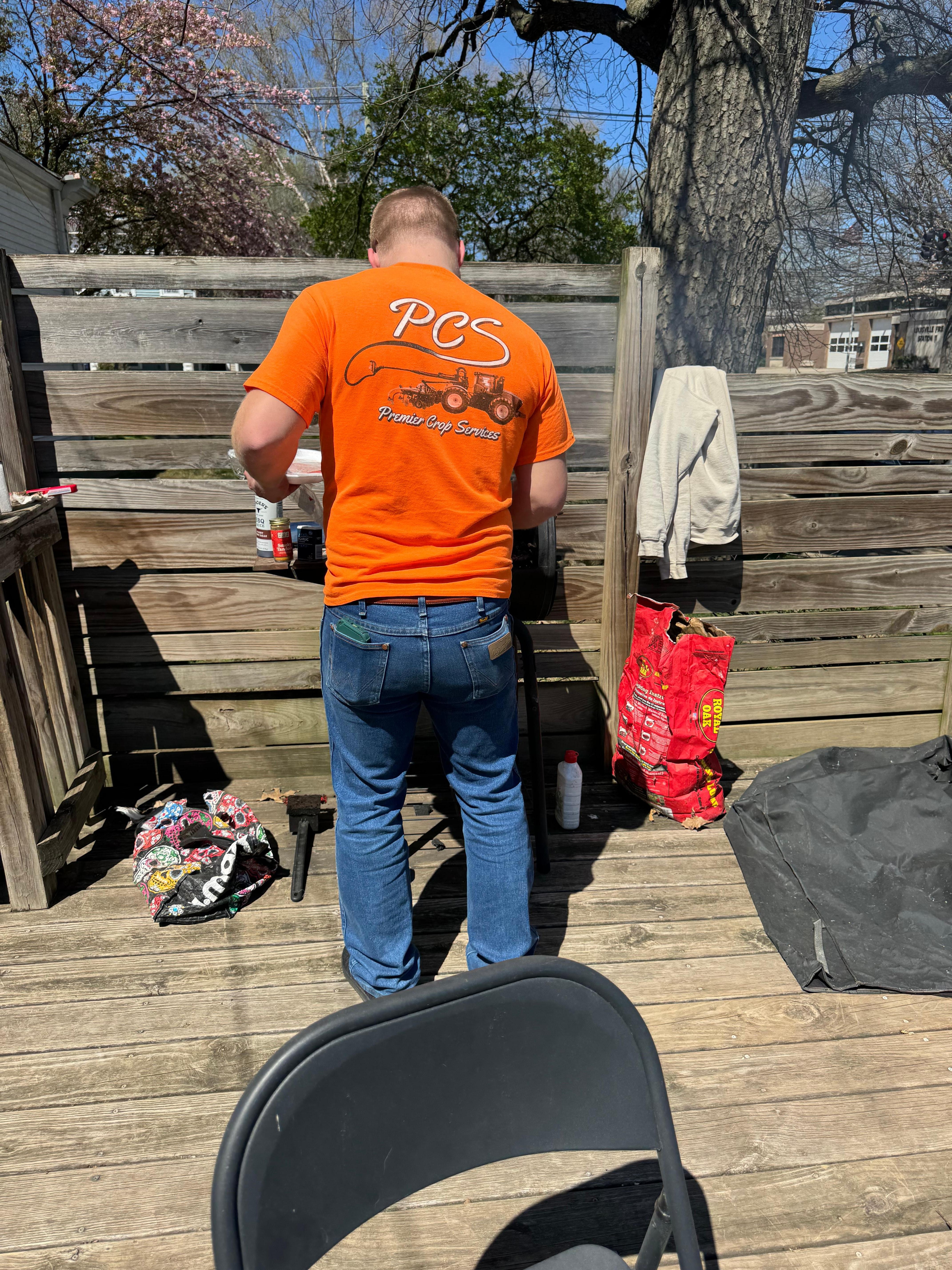 Grilling hamburger brats and hot dogs