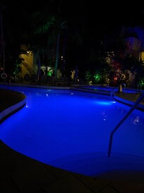 Pool area was lit in the evening. Enjoy a quiet and peaceful end of the day sitting by the pool. Plenty of
seating.