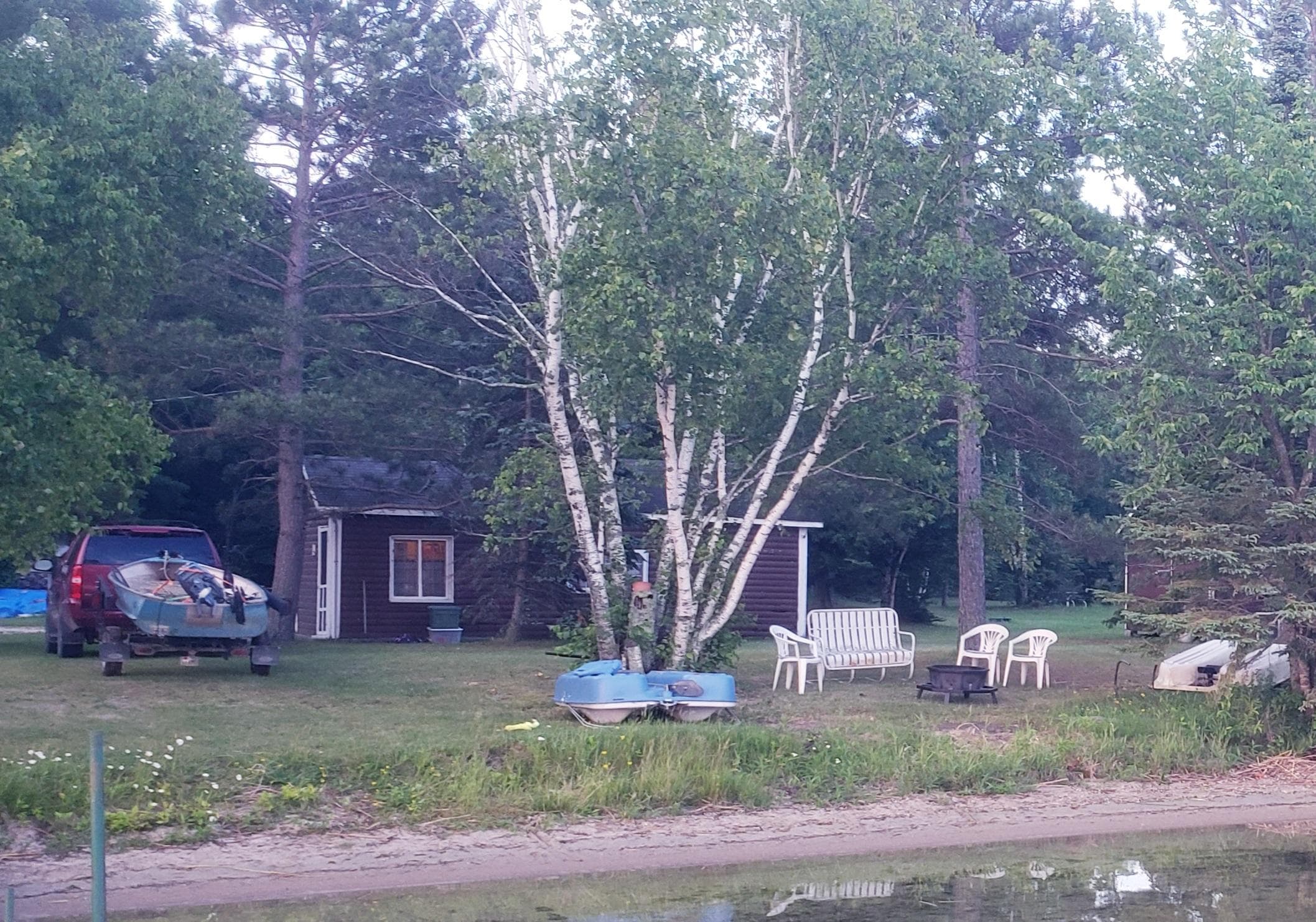 View on dock looking at cabin