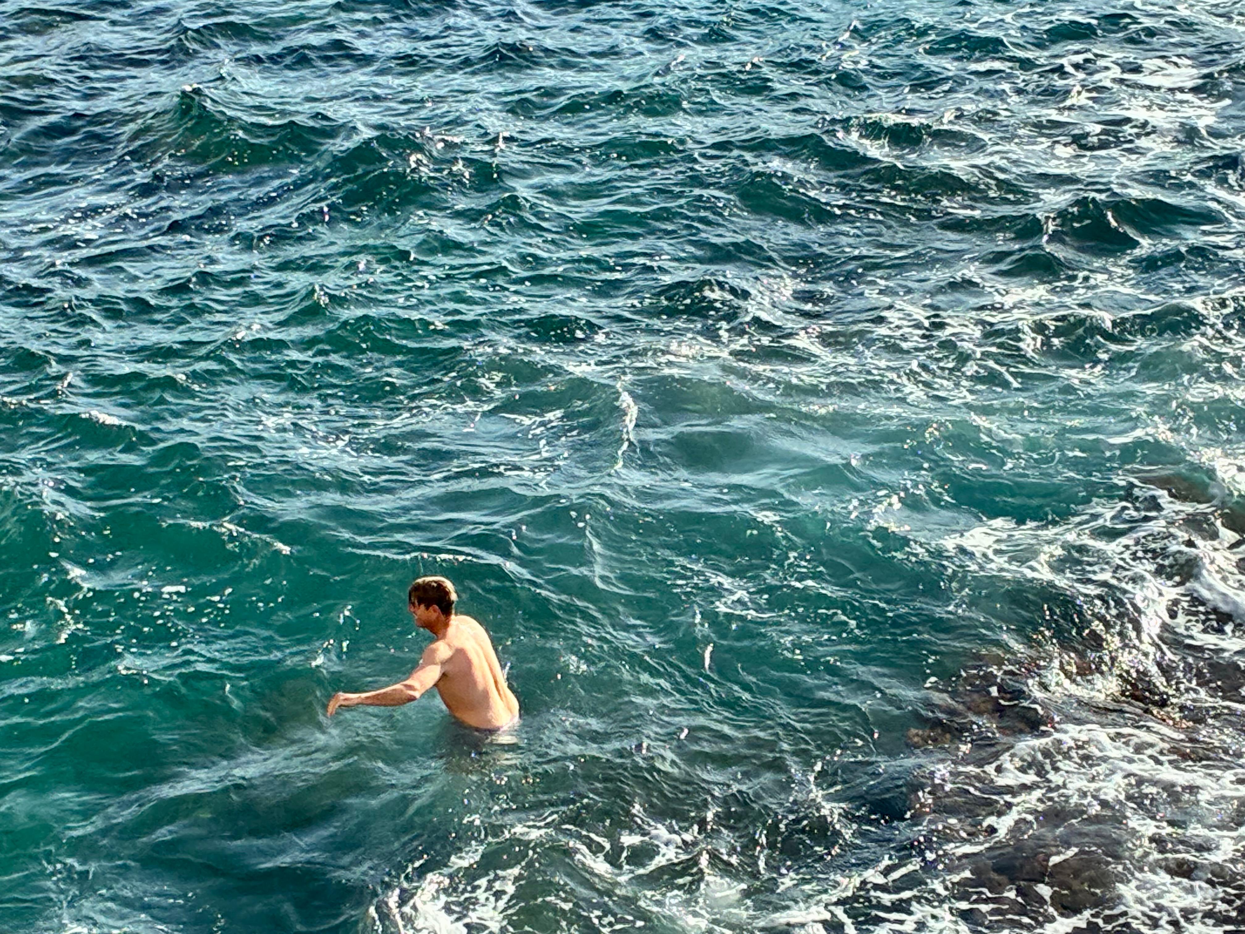 Dipping into the sea at hotel
