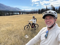 Using rented e-bikes to ride the trails in/around Jasper
