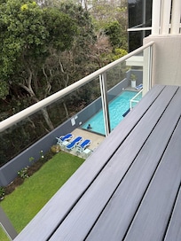 The pool view from the balcony