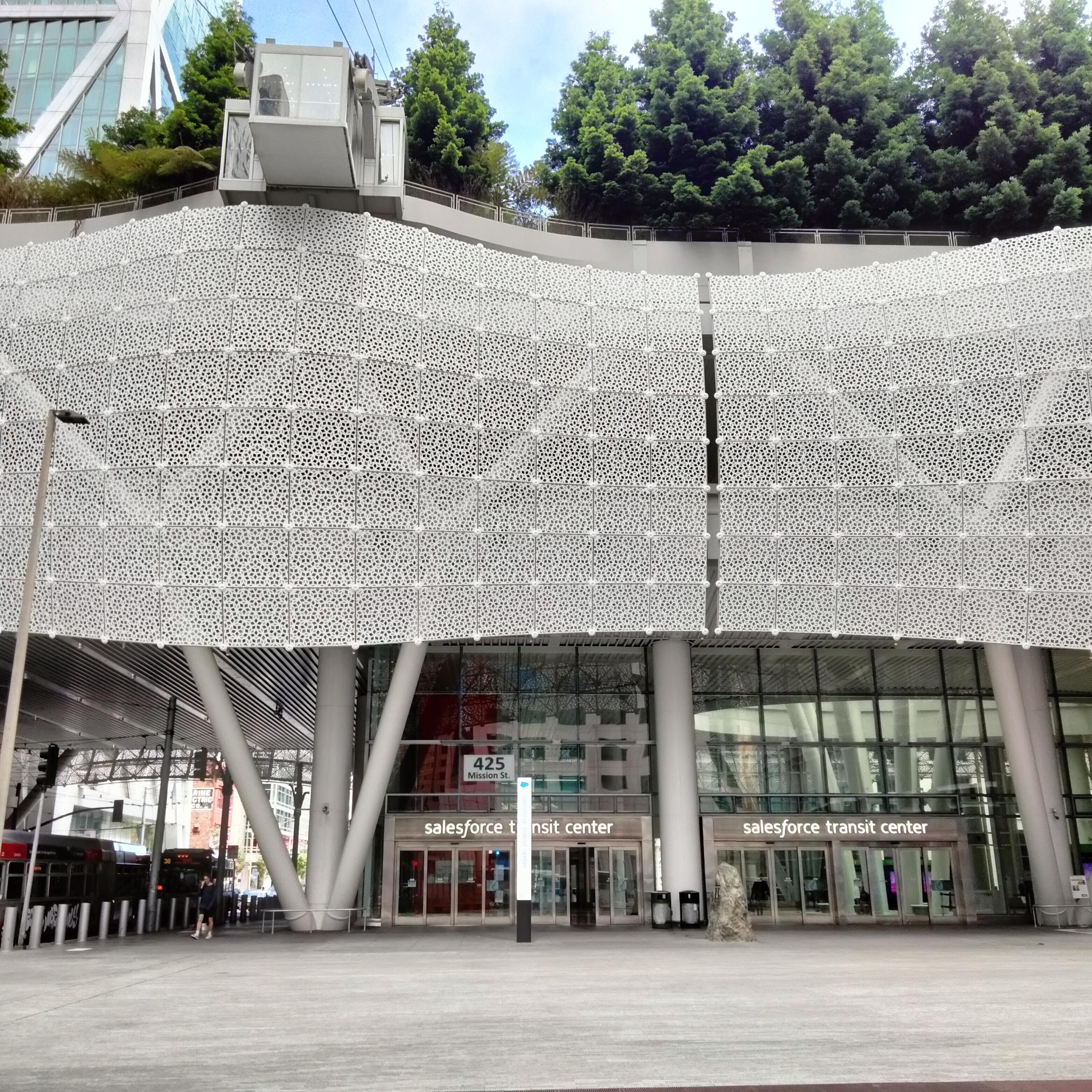 The beautiful five acre park on the fourth floor of the Salesforce building. Elevators, escalators and a gondola are available to go to the top.