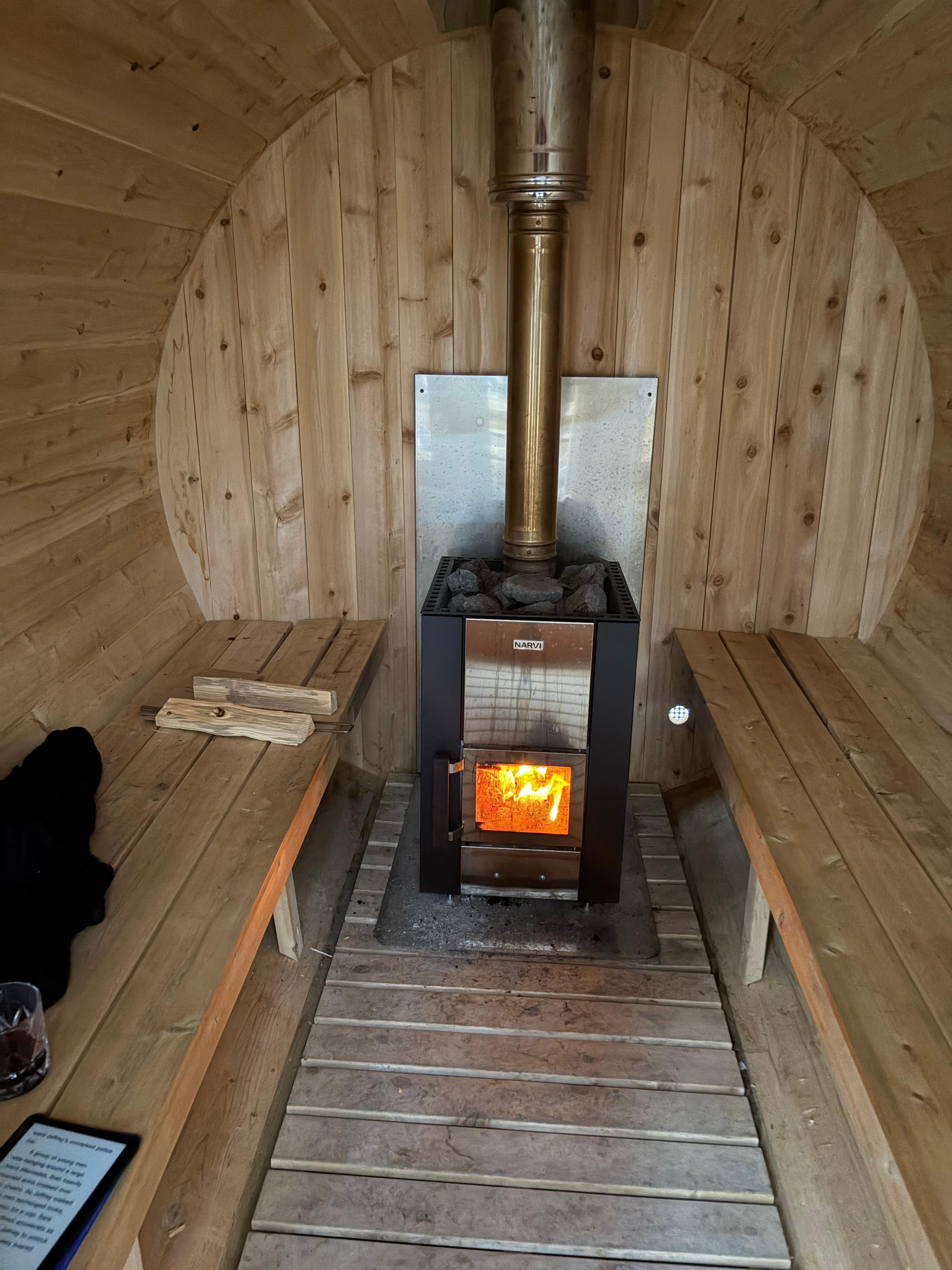 Inside the sauna
