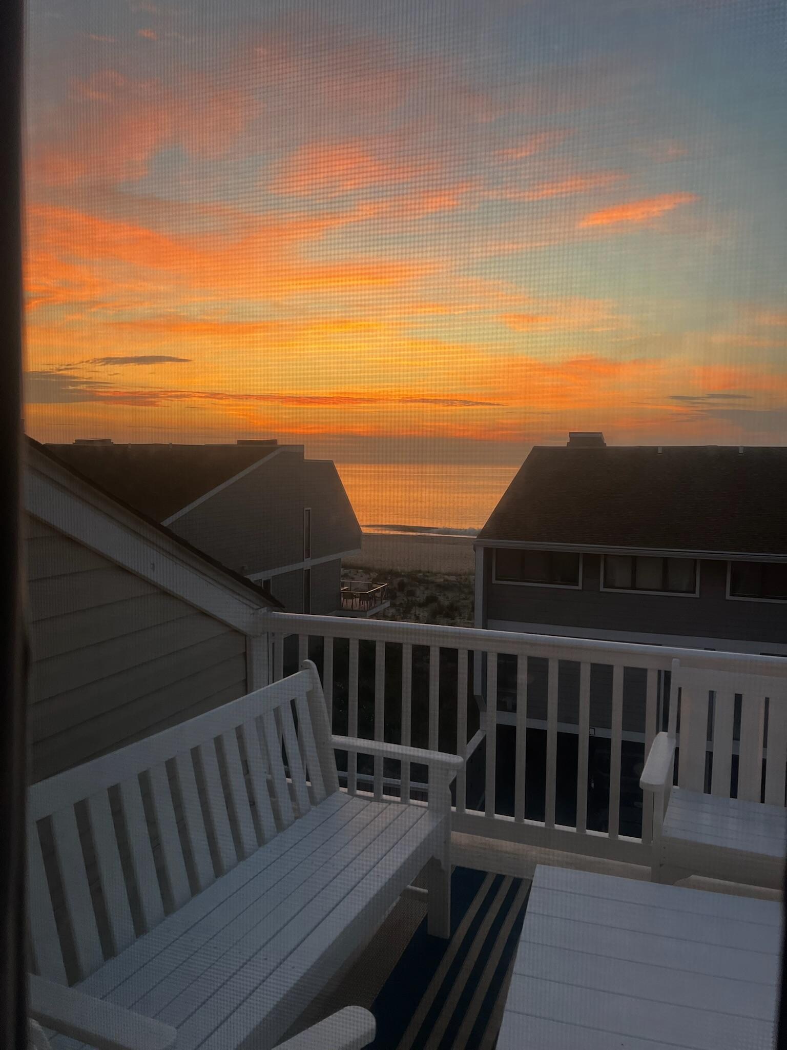 Sunrise view (through the screen--) from the master bedroom. 