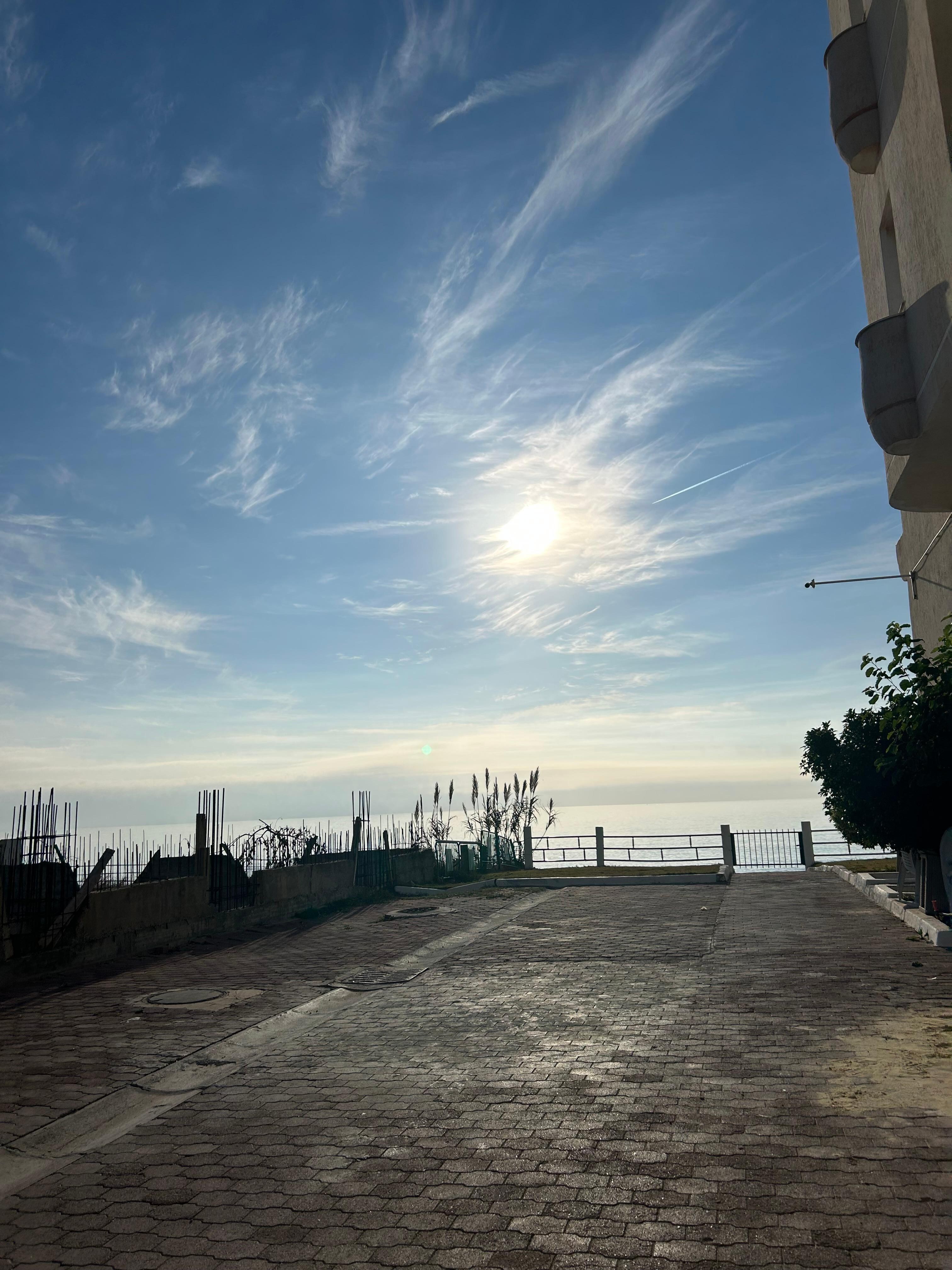 Just at the front door, look right…beach. 