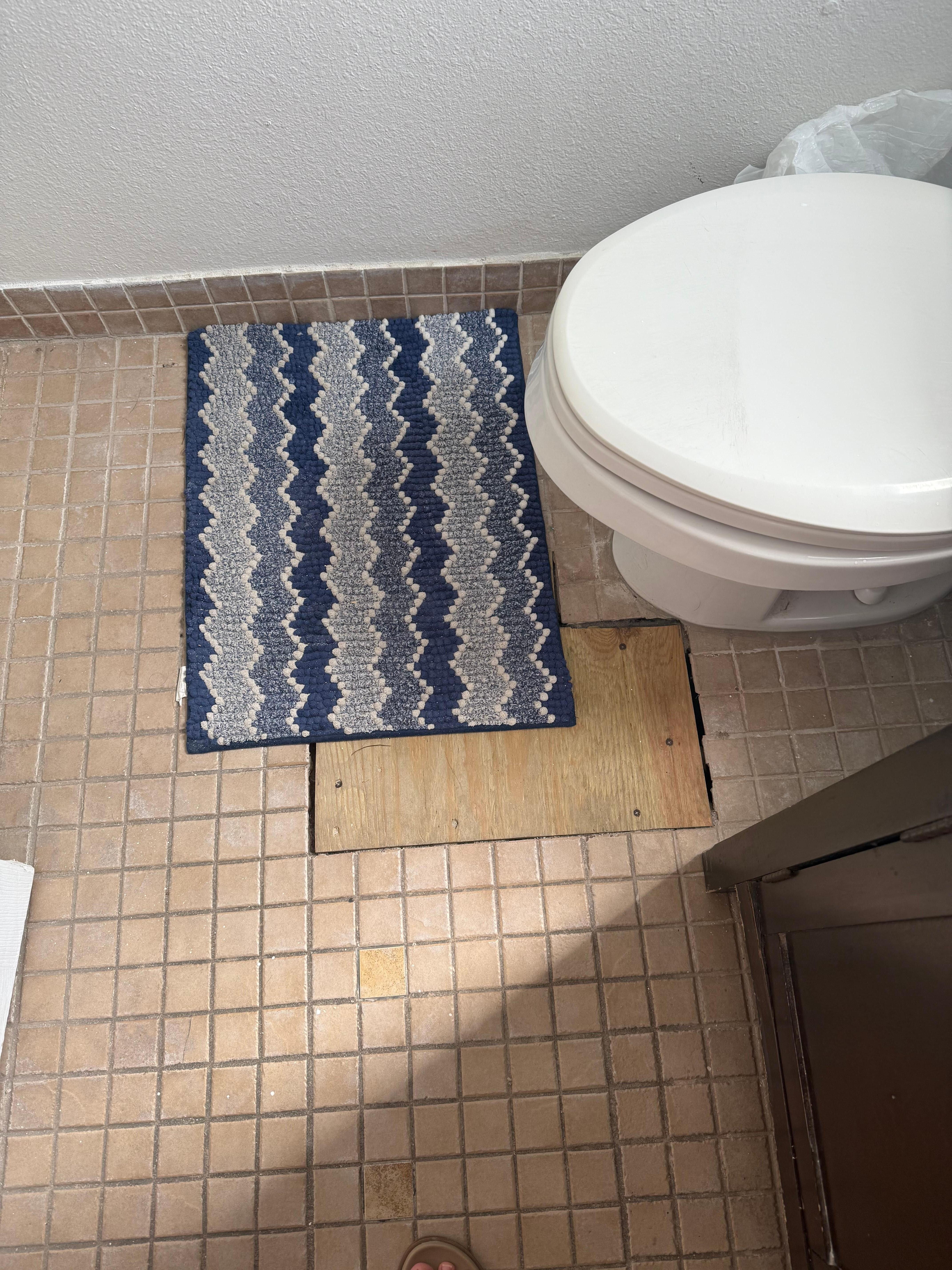Patched bathroom floors