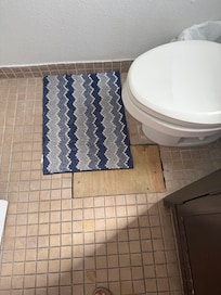 Patched bathroom floors