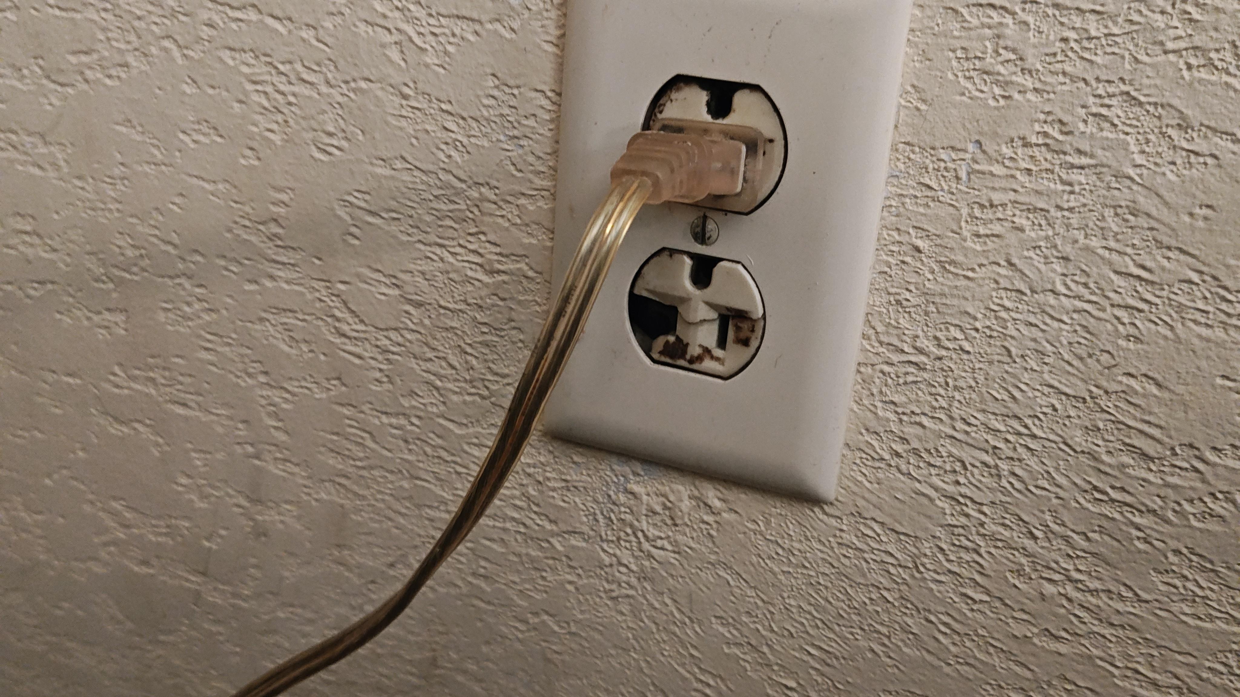 The outlet has seen better days.