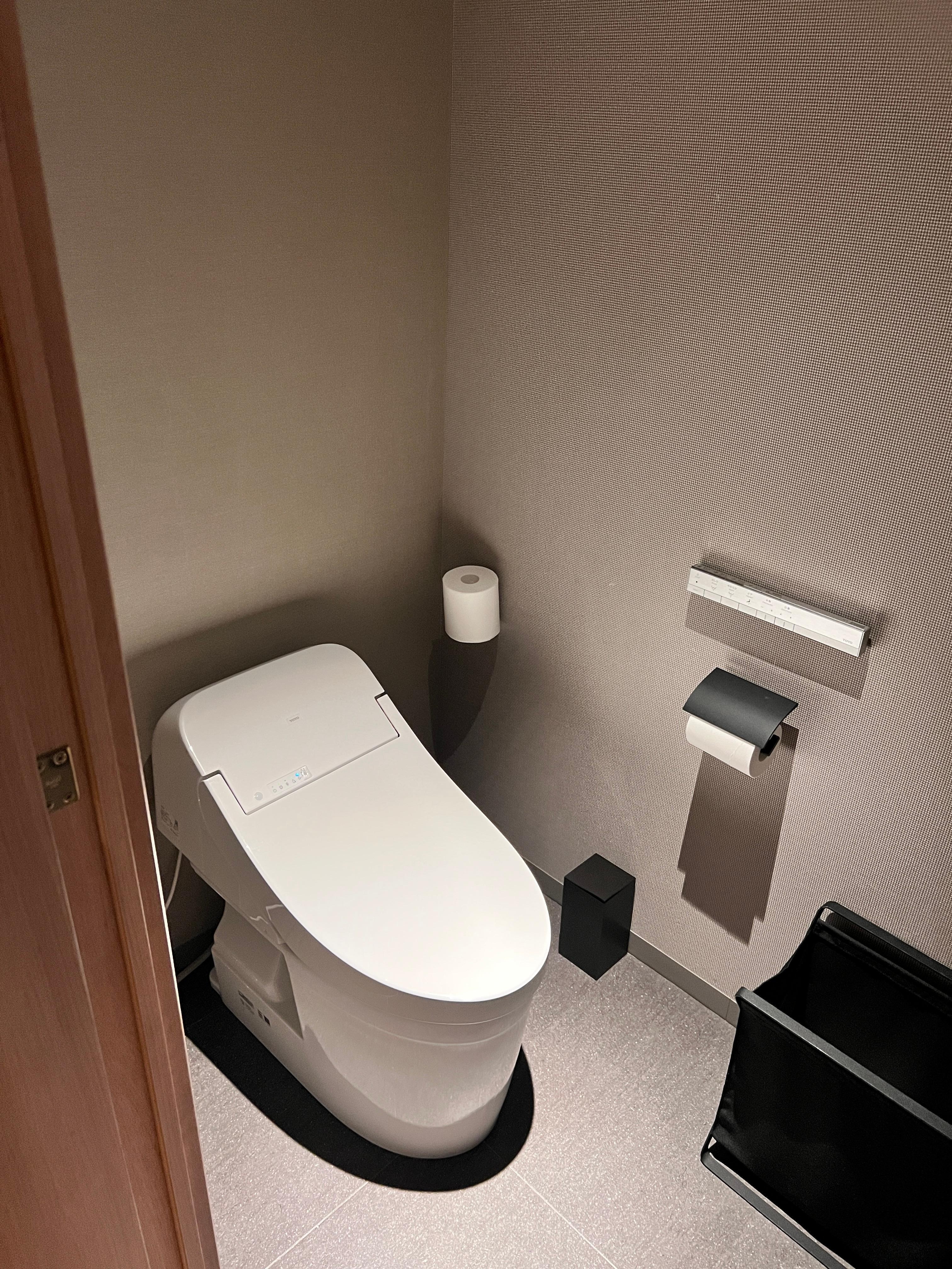 Toilet, very fancy. They also give you a laundry basket.