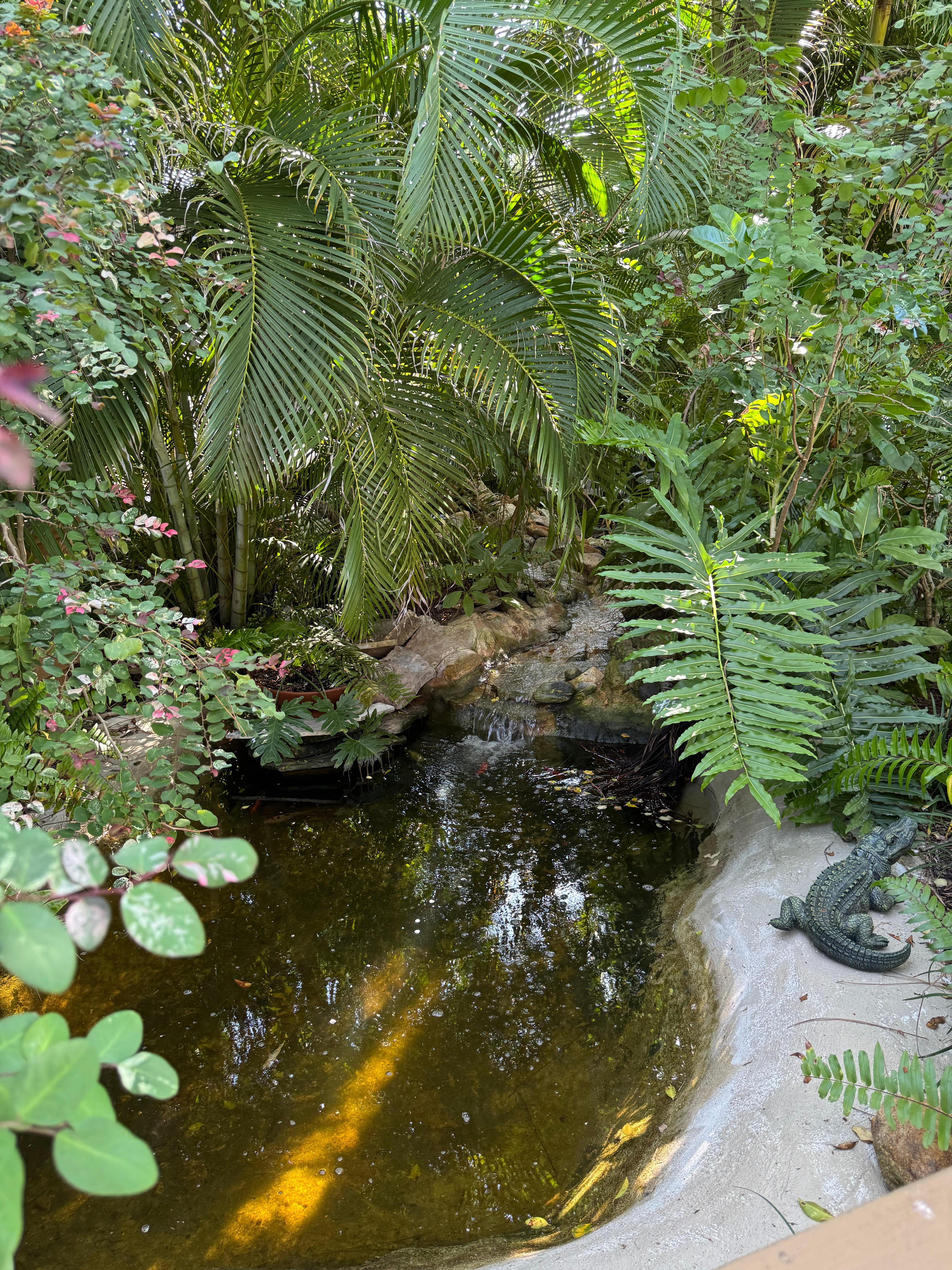 Small landscape waterfall on the grounds