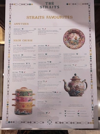 Restaurant menu with Malaysian food choices