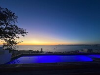 Rooftop pool after sunset