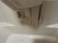 Shower curtain no longer wait it is yellow and stain at the bottom that’s nasty. Looks like they did not wash it.