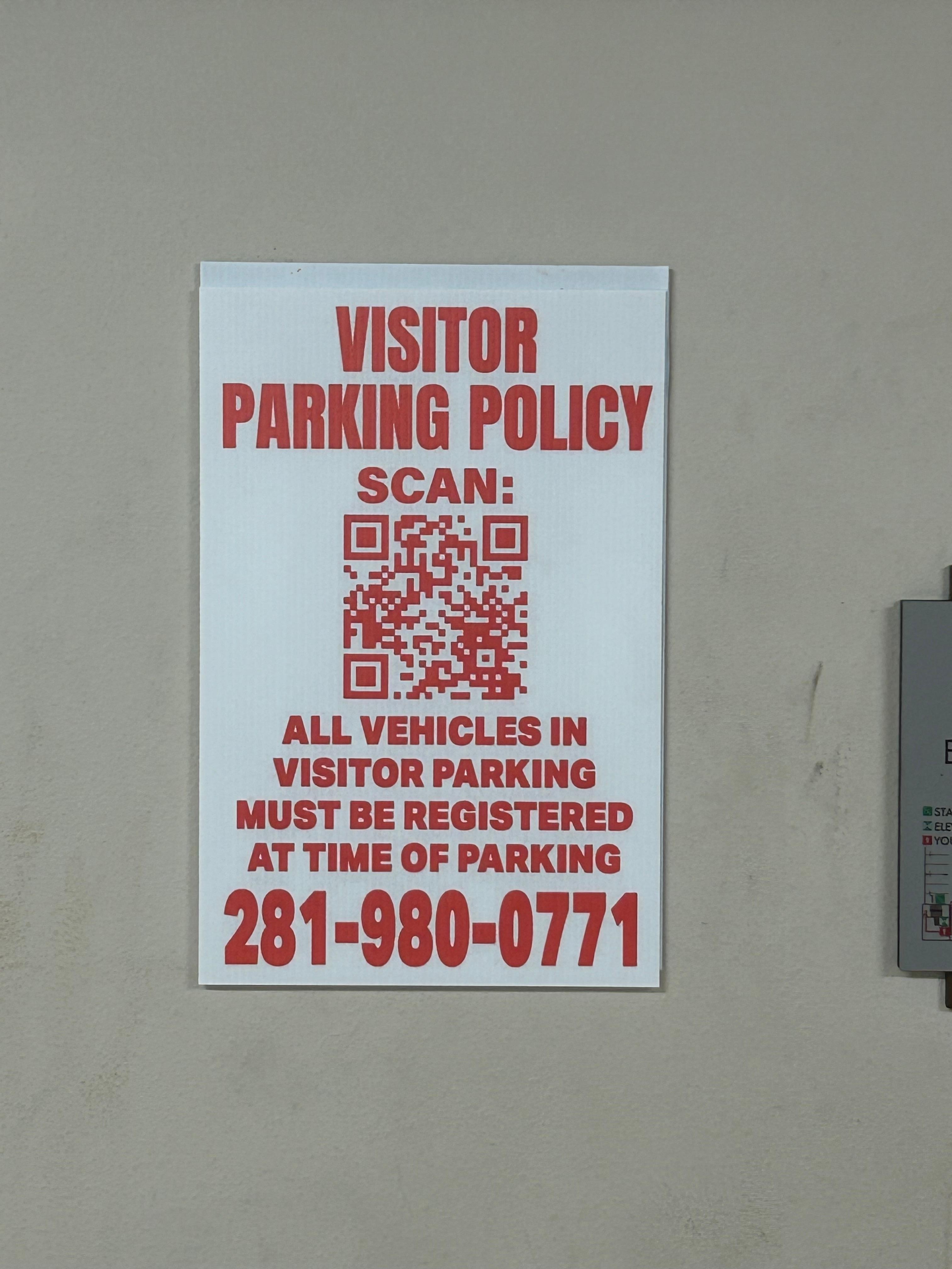 QR vehicle registration signage.
