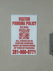 QR vehicle registration signage.