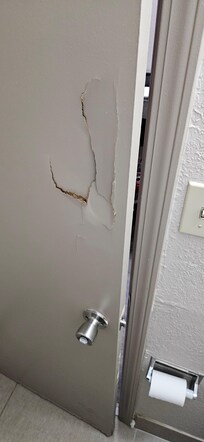 Damaged bathroom door