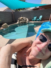 Enjoying the beautiful backyard