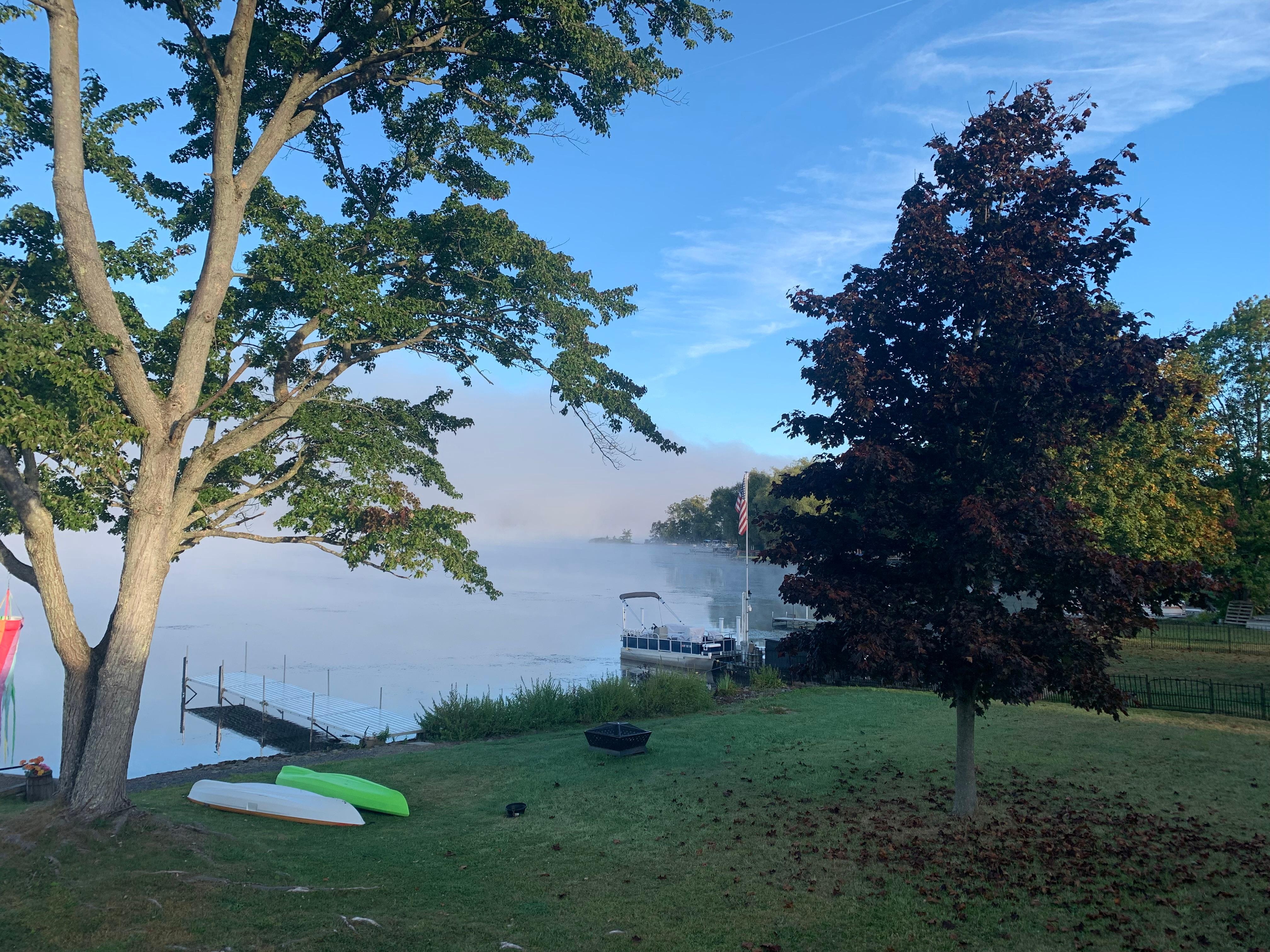 A misty morning on the lake. 