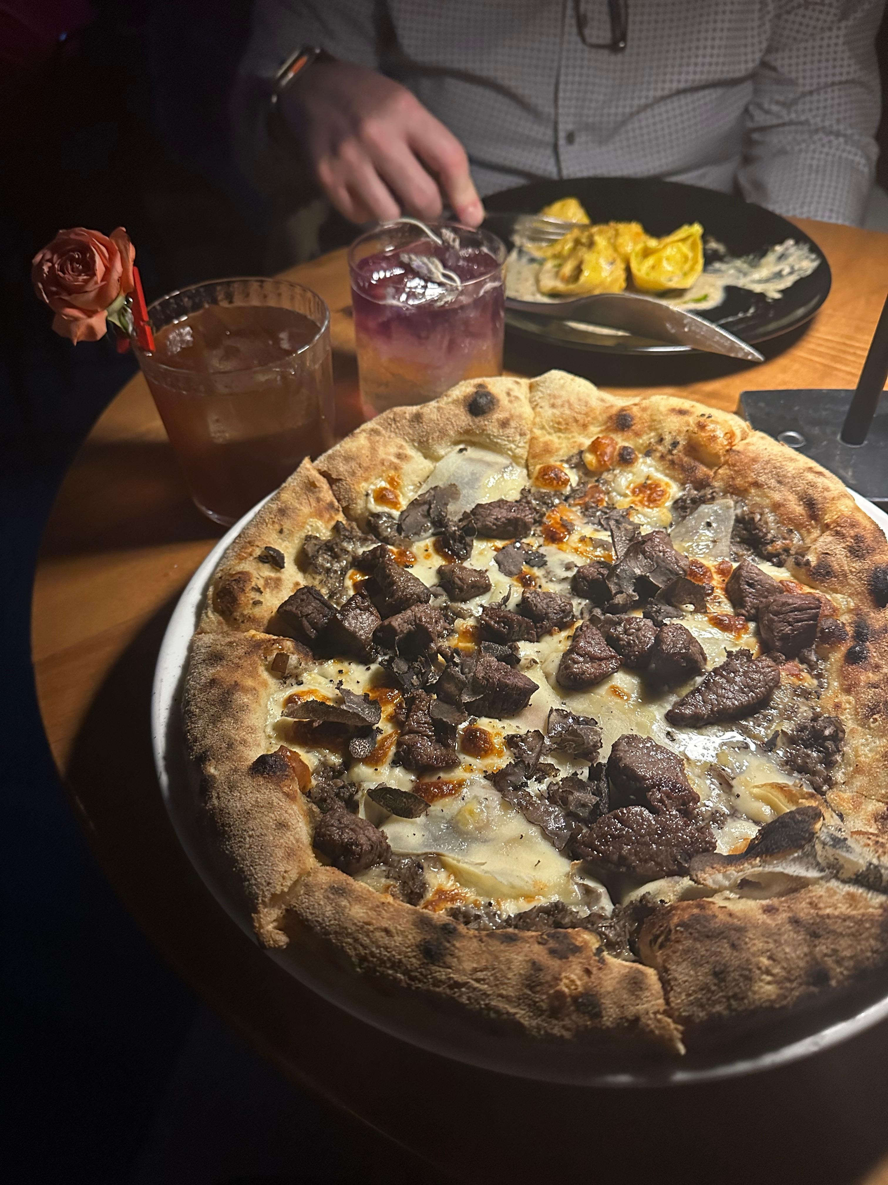 Truffle pizza and lobster stuffed ravioli at Jazz on the Rocks 