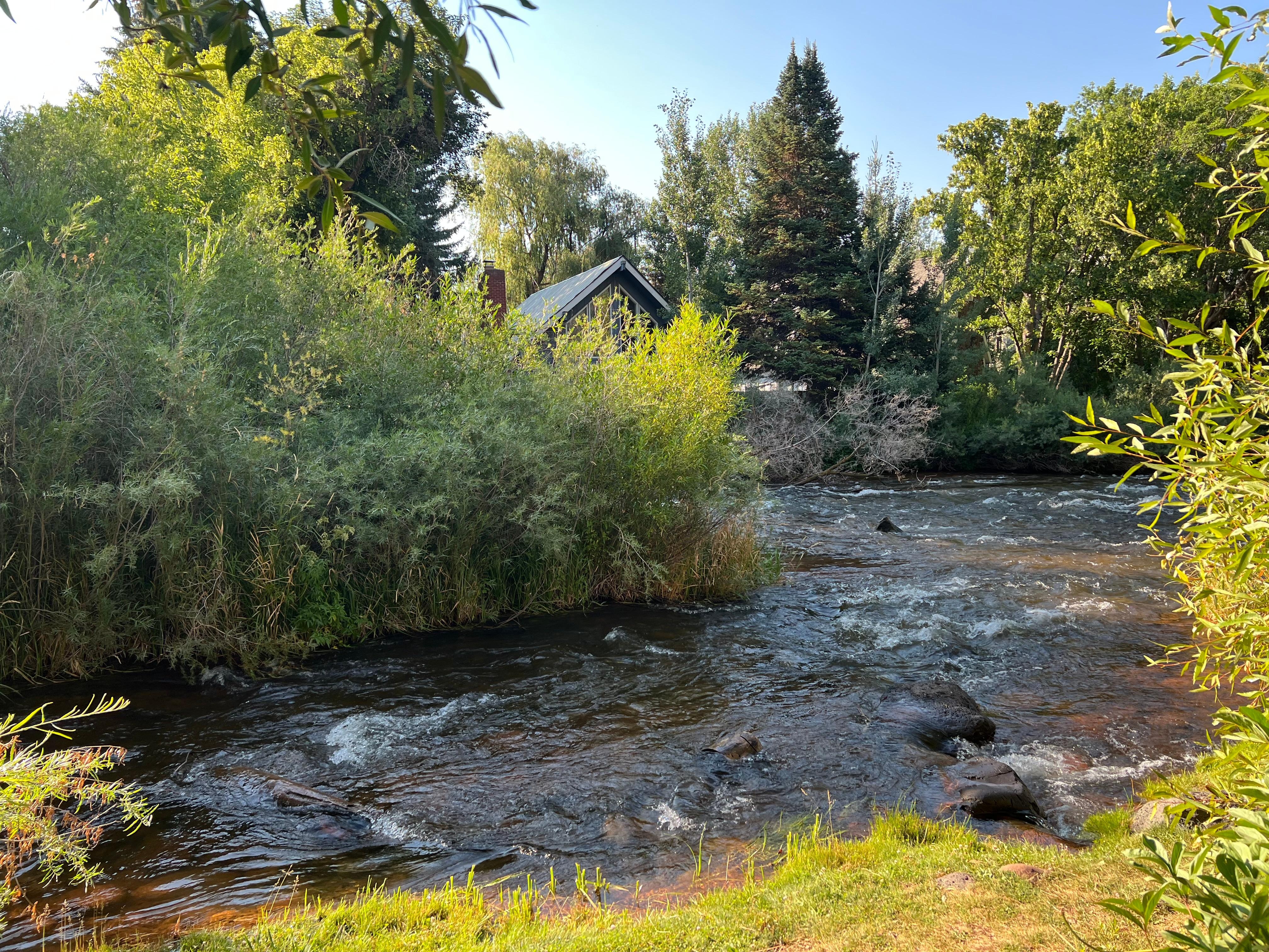 river in front of rooms in building A