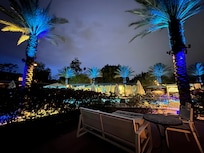 Night view from cottage patio