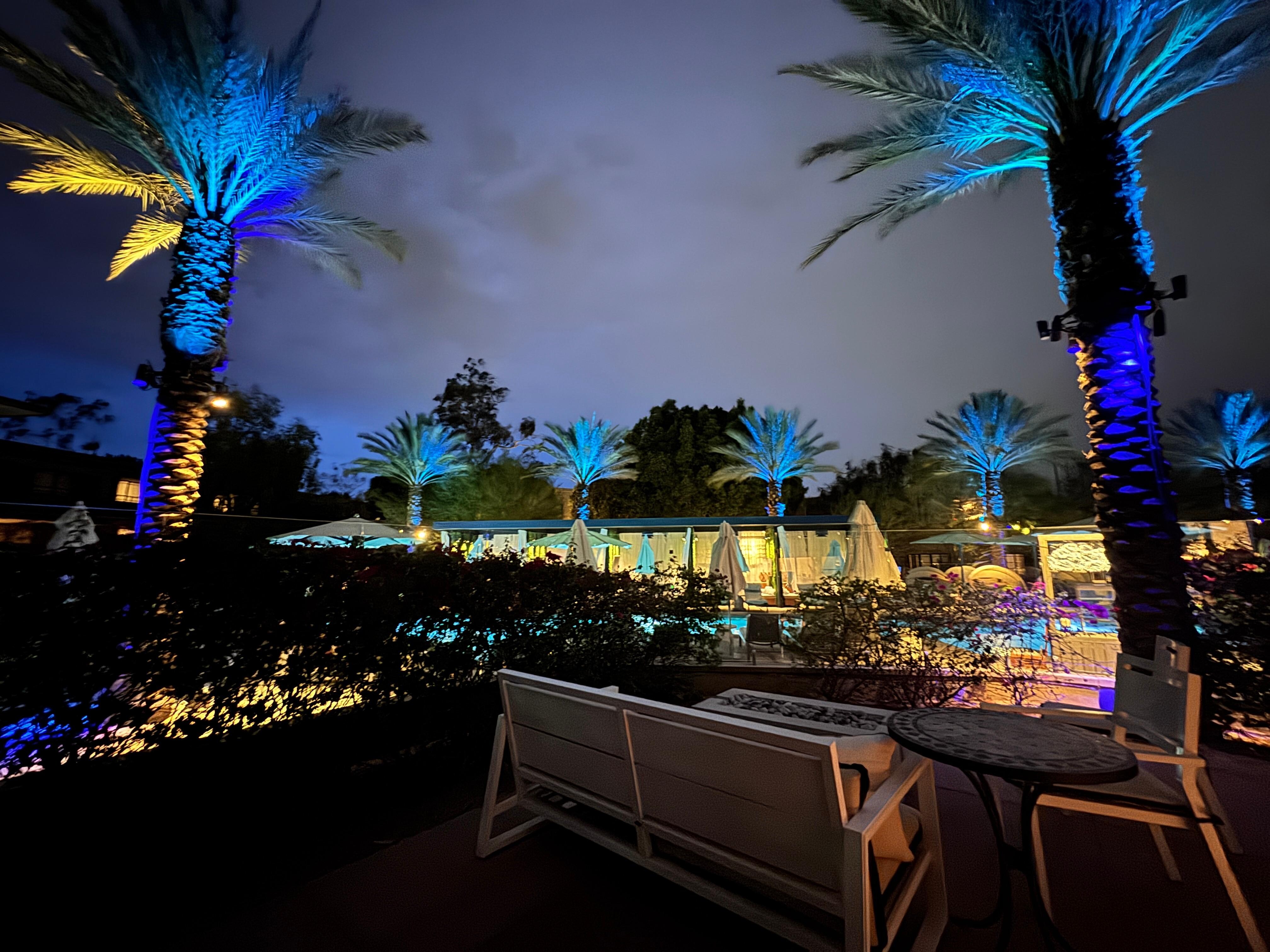 Night view from cottage patio