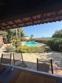 Terrace and pool by day