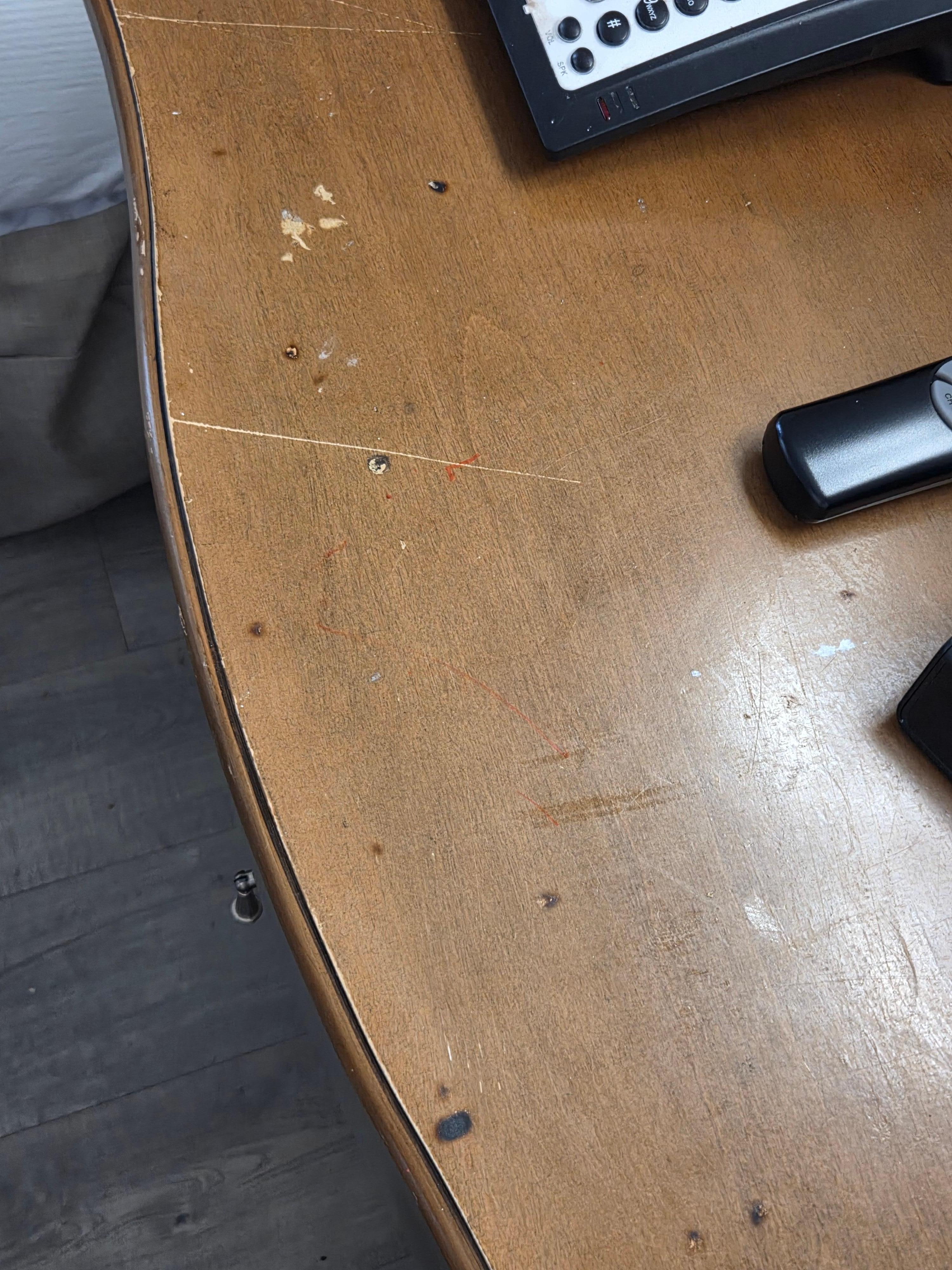 Burn marks from cigarettes 