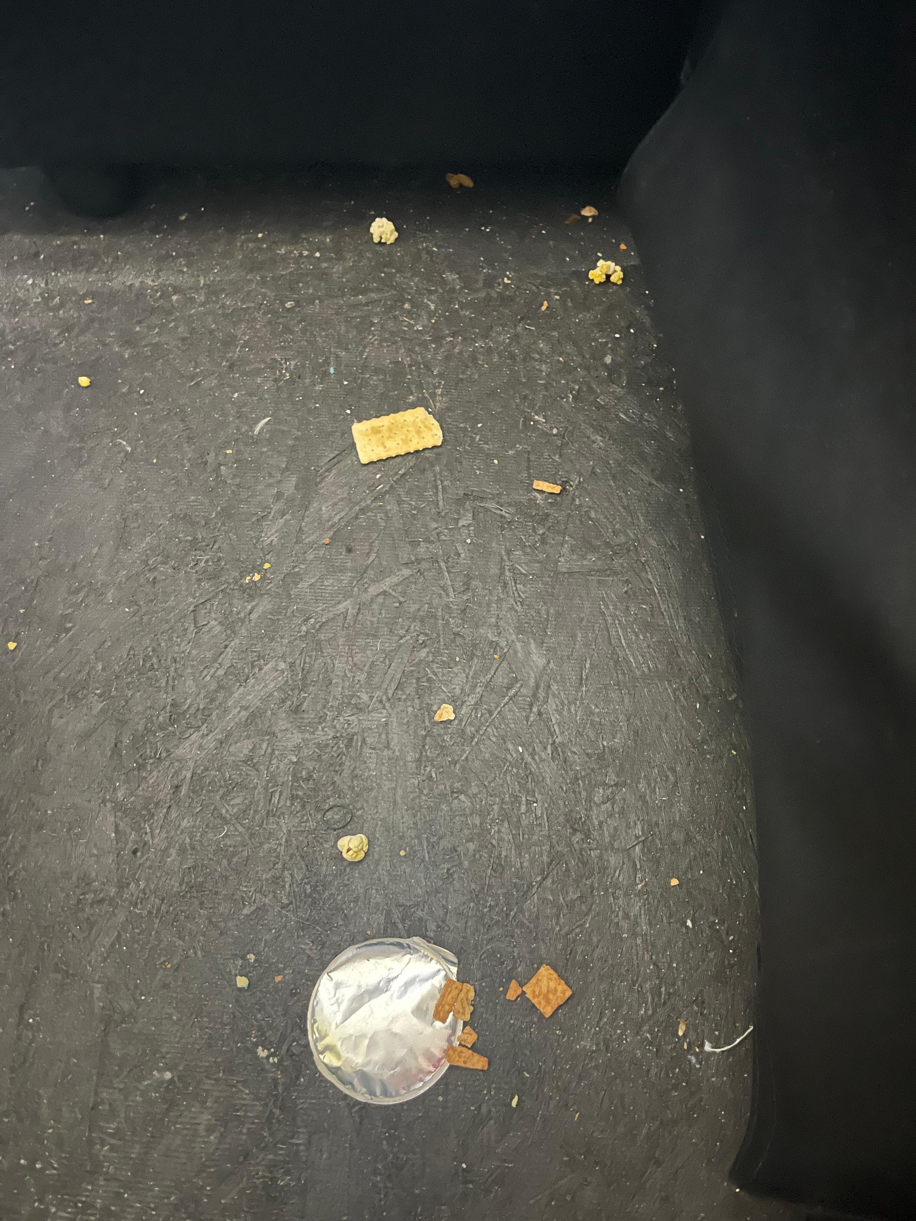 The dirty floor in the movie room