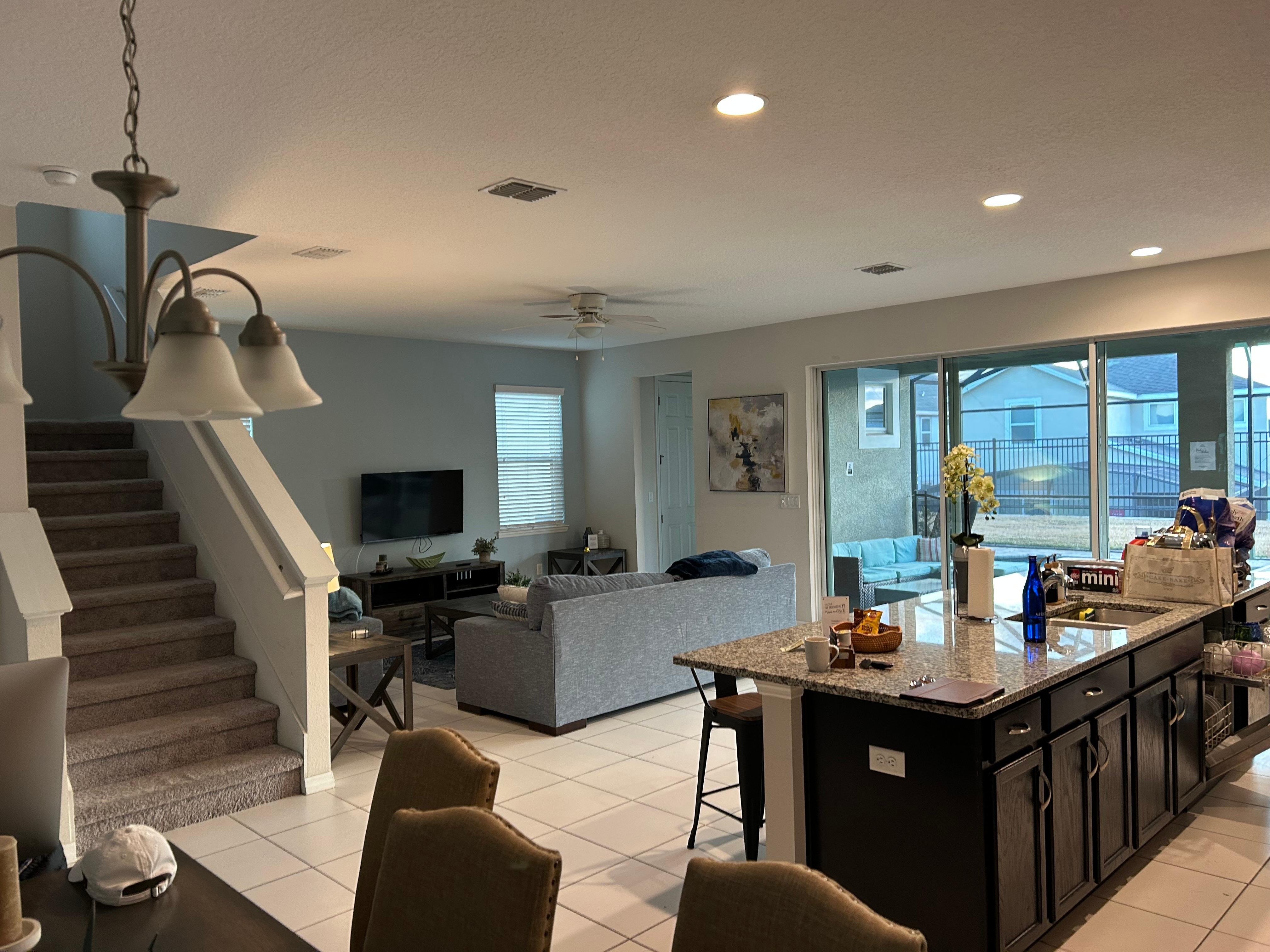 Living room and kitchen.  Very spacious