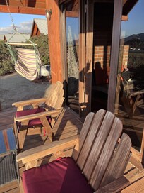 Cabin outdoor porch view (so windy luckily sunny with no rain in late December, pero so prettyyy and quiet.)