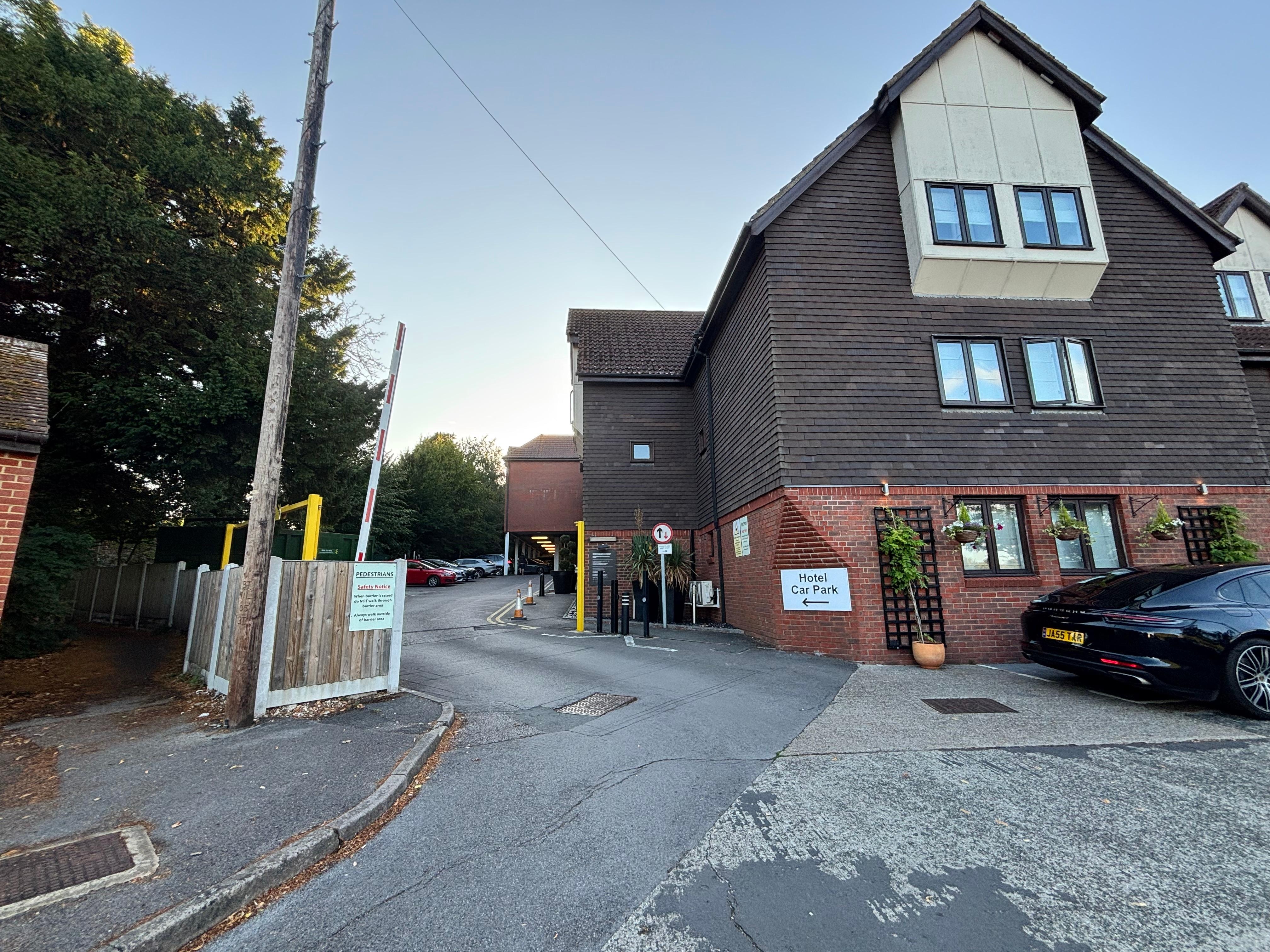 Showing hotel car park entrance. Always full.