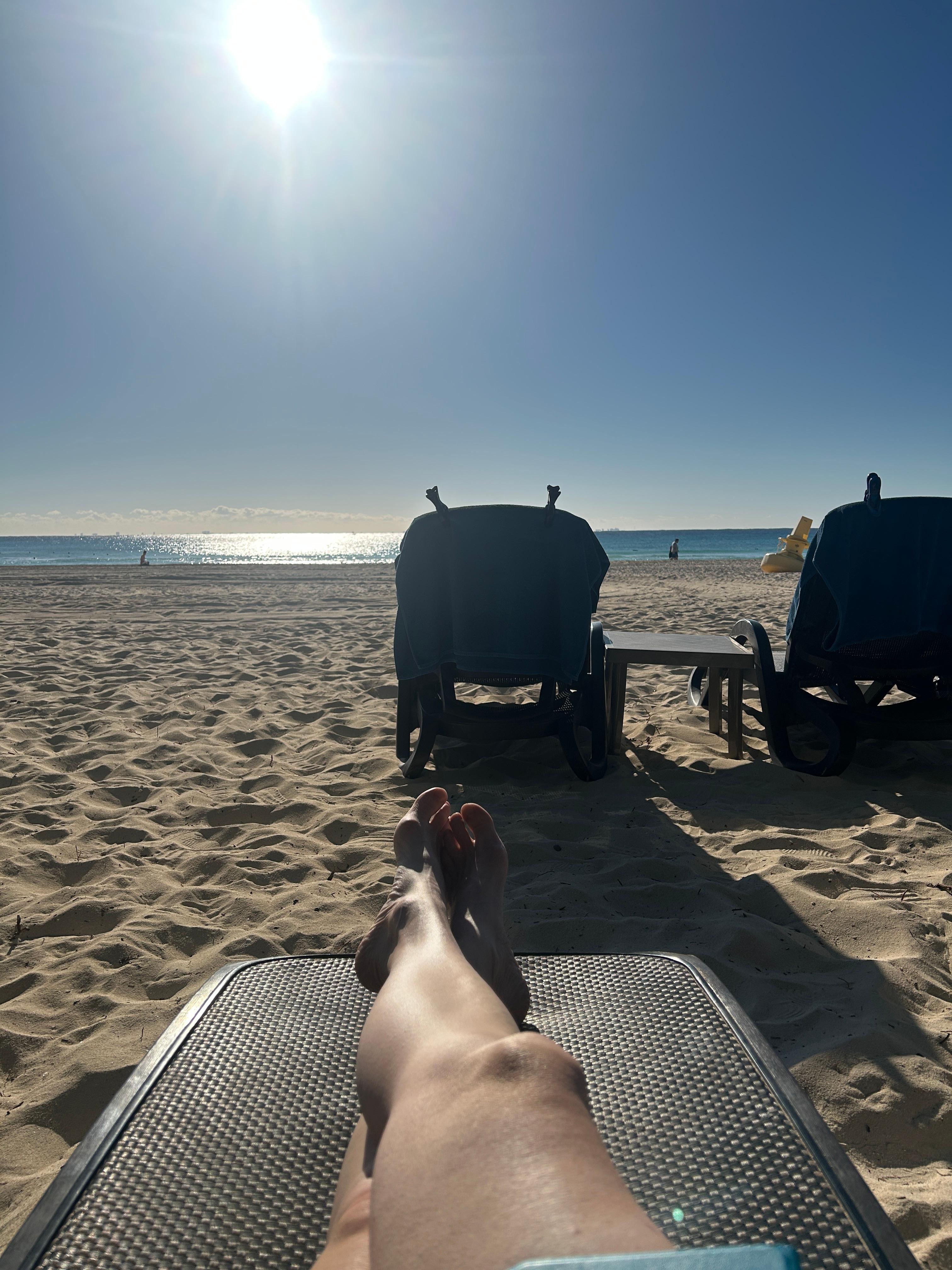Early morning beach time, adult section. Always plenty of chairs!