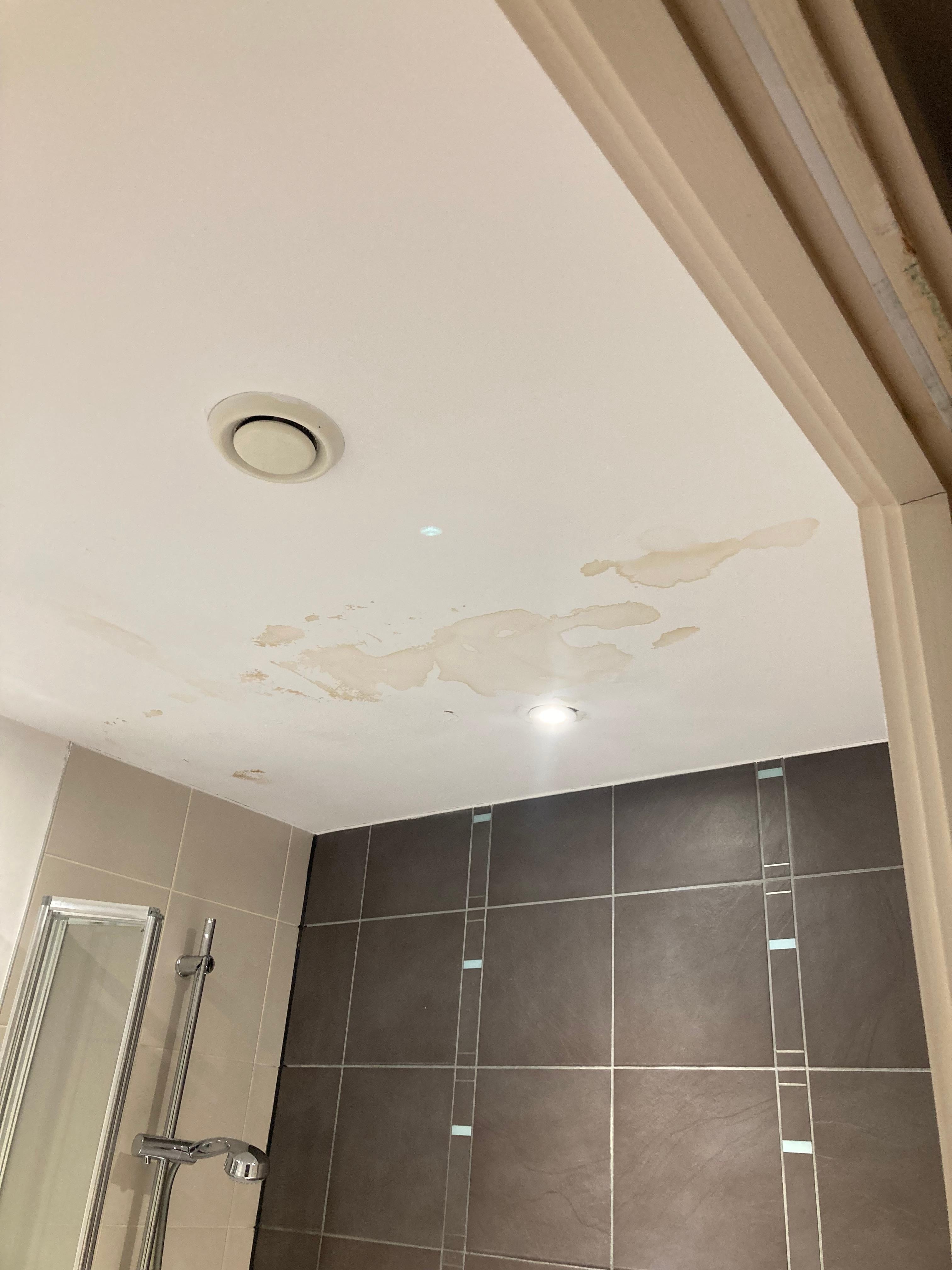 Leak in ceiling first apartment before being moved 