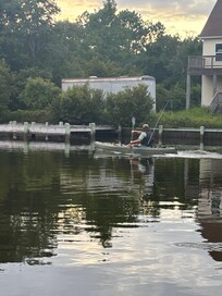 My son on one of the kayaks fishing in the canal