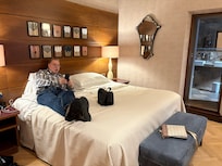 Bedroom- great bed, heavy drapes made for a good night’s sleep after long day of travel