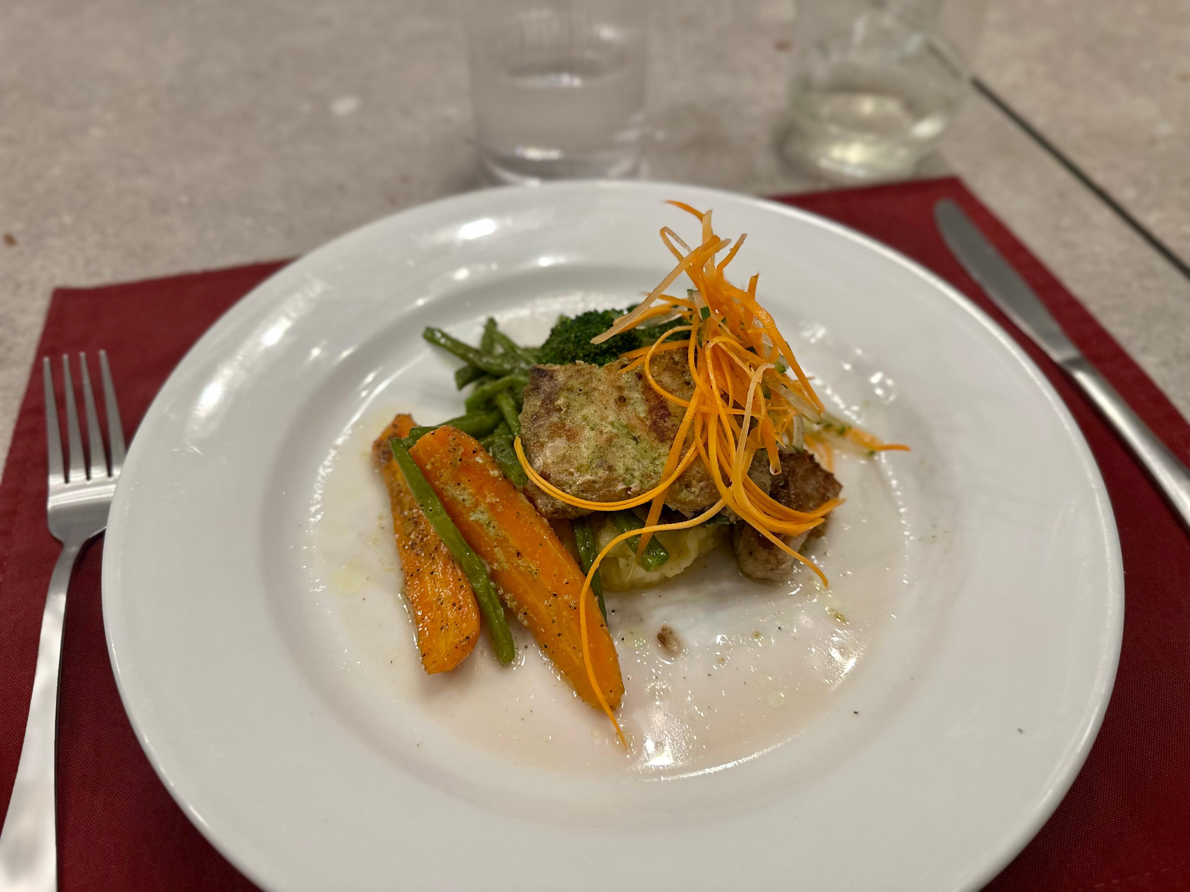Grilled fish, mashed potatoes, veggies by Chef Vlad 