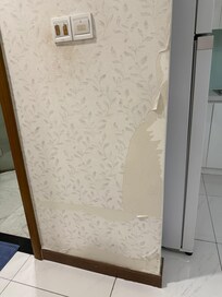 Wall paper peeled everywhere