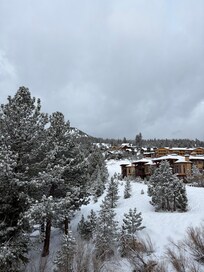 View from balcony, looking towards the slopes and chair 15.
