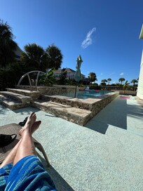 Relaxing by the pool
