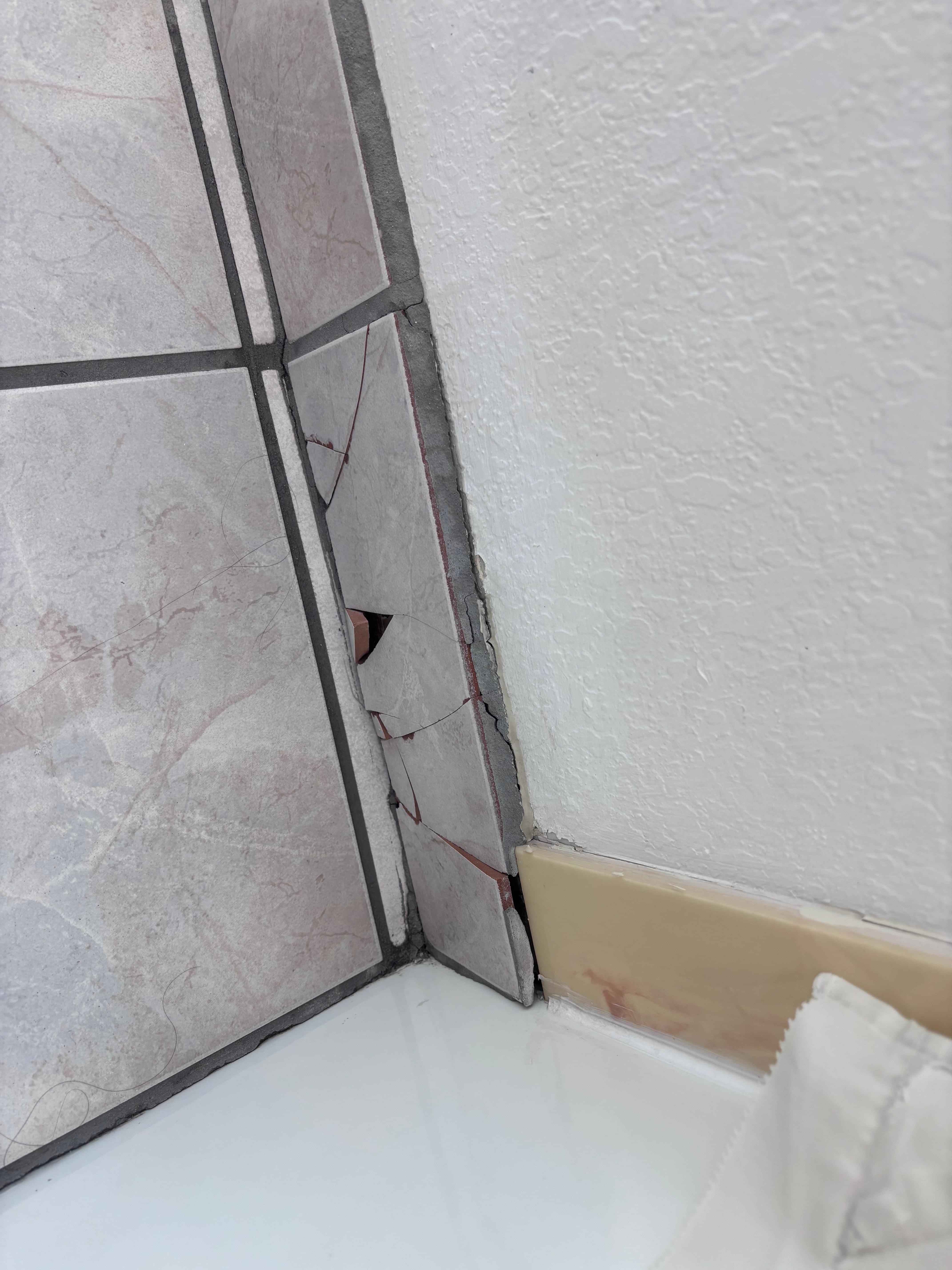 Big tile cracks in the bathroom