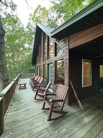 Main level deck and wall of windows