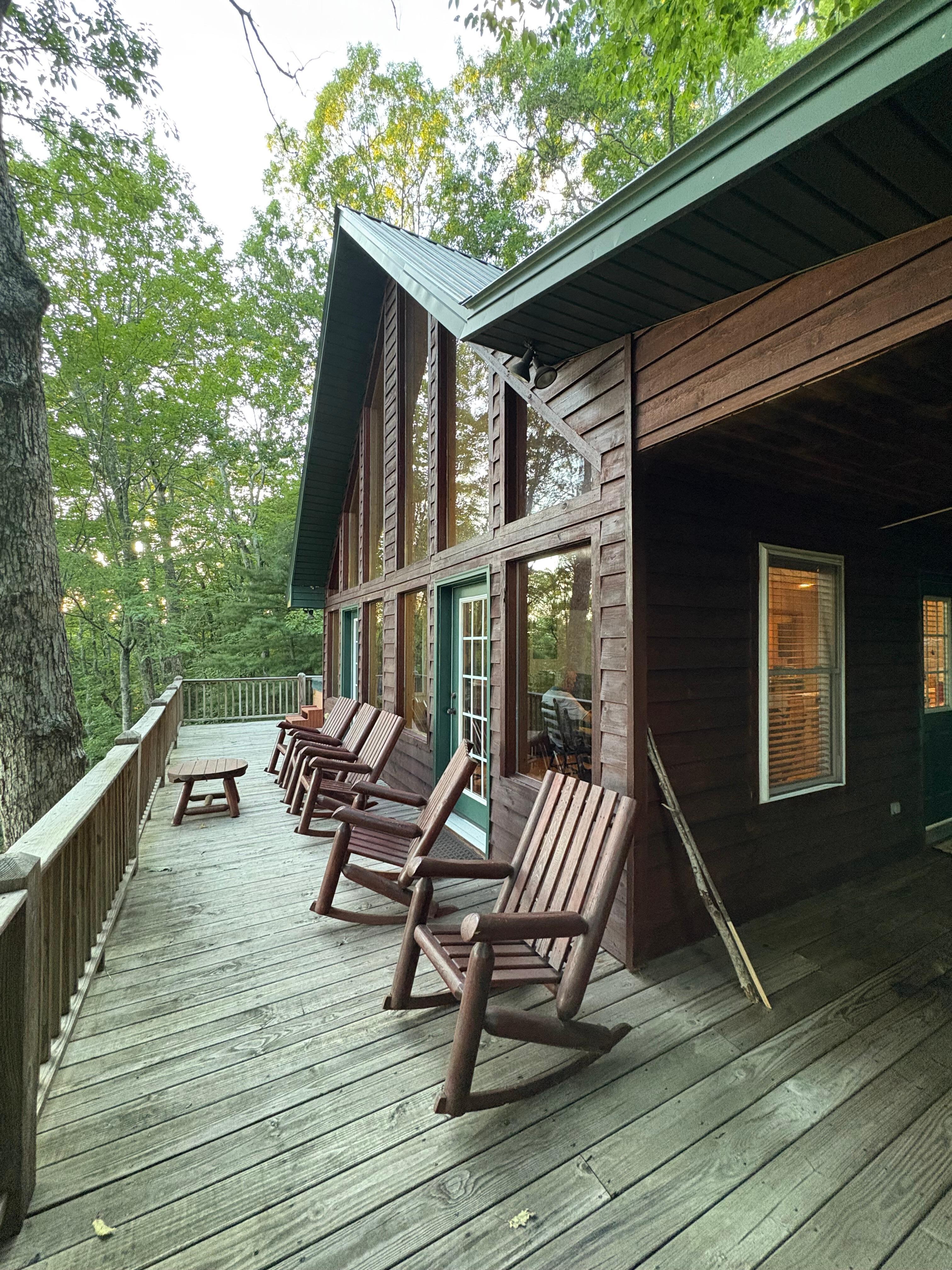 Main level deck and wall of windows