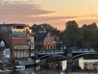 View from balcony of flat. Thames river, bridge to Eaton.