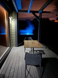 View from kitchen door on the decking, evening time!