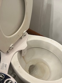 Toilet dirty and toilet seat broke on the second day.