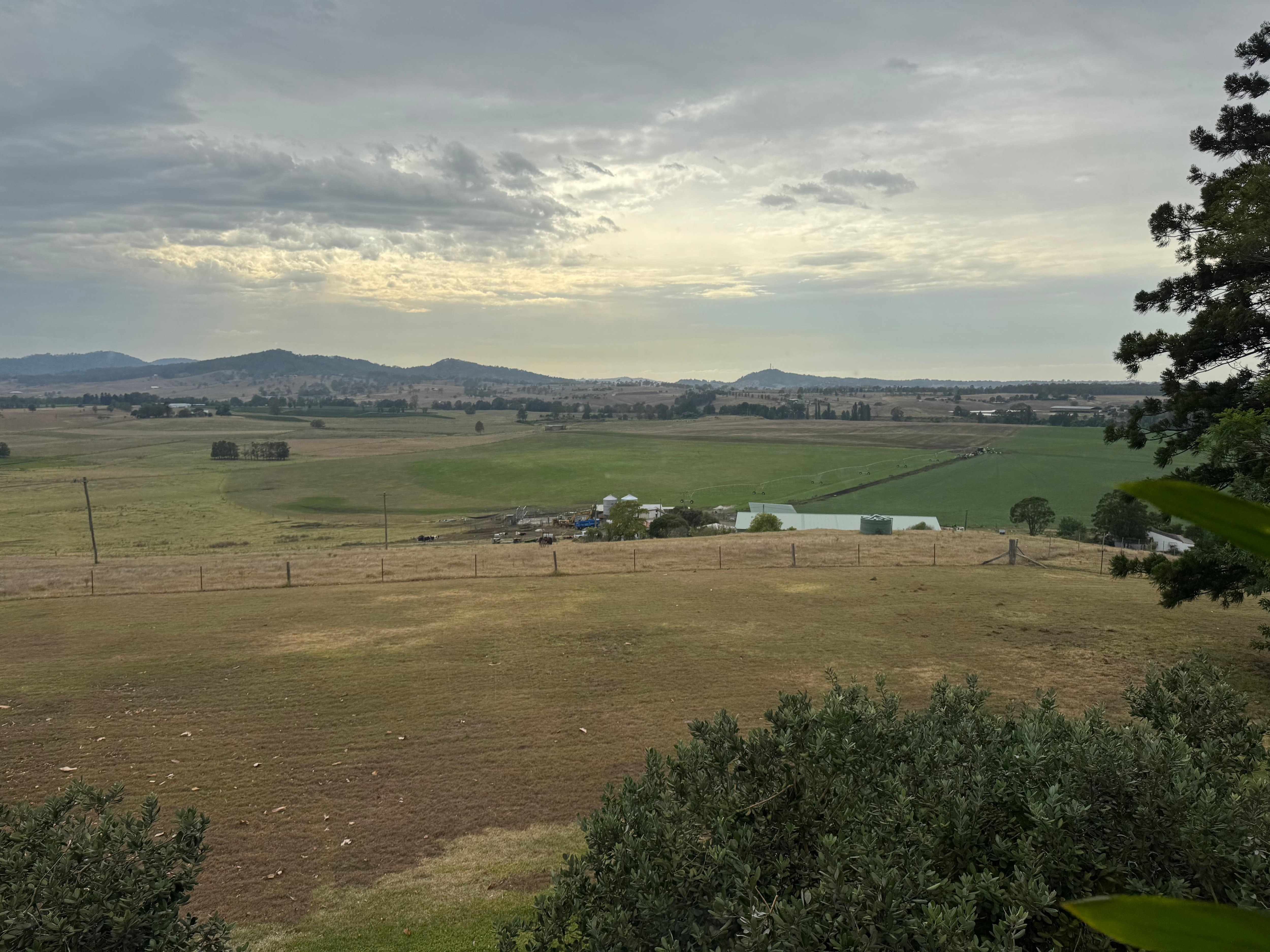 The view from the upstairs balcony over the Hunter Valley.