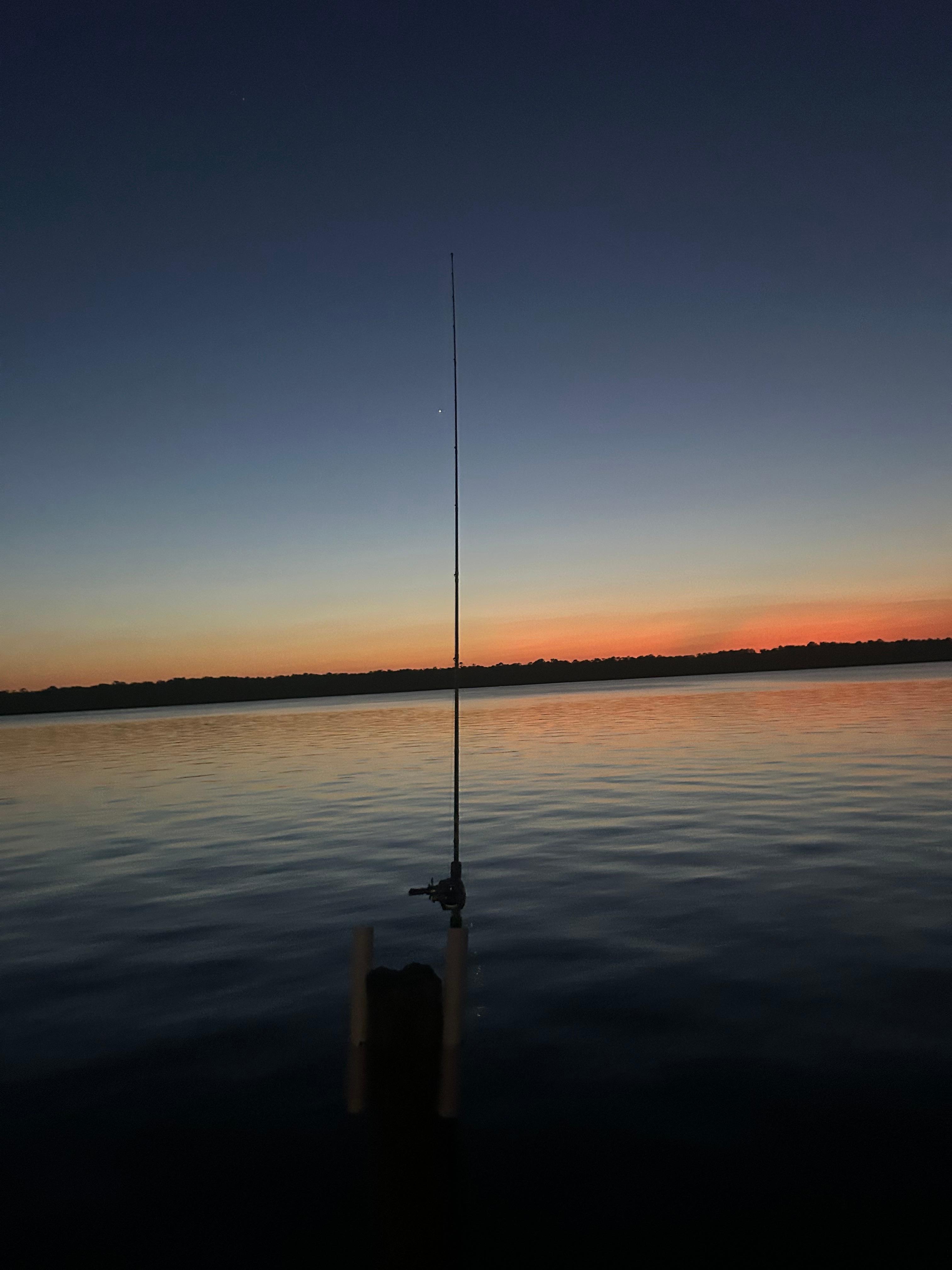Night fishing on the dock. 